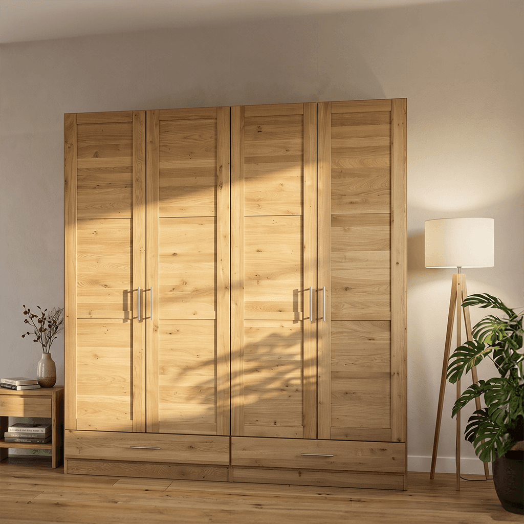 Individuelle Schrankanlage aus Massivholz.